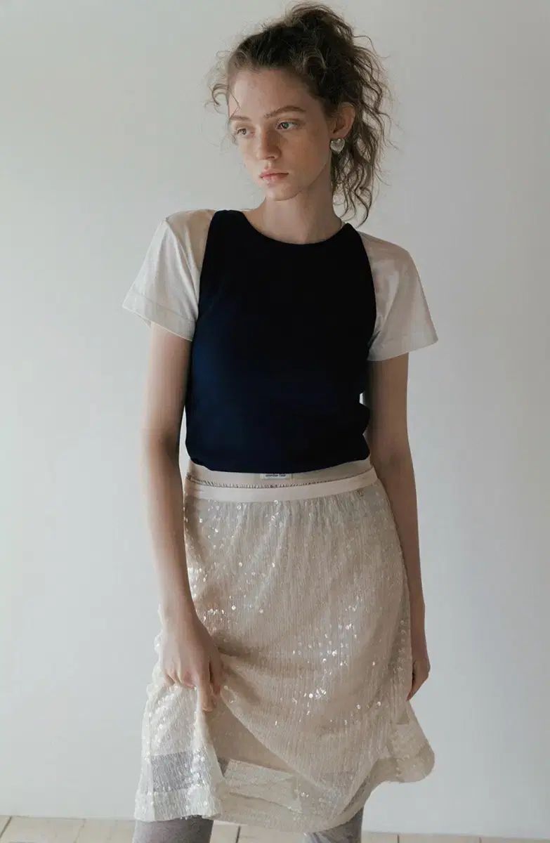 オーバーデューフ スパンコール レイヤード スカート S