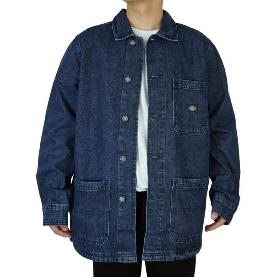 DICKIES ディッキーズメンズ ジャケットデニム チョア コート カバーオール DENIM CHORE COAT COVERALL JACKETSTONEWASHED INDIGO BLUE ストーンウォッシュ インディゴブルーインディゴ 紺 ジーンズ レ