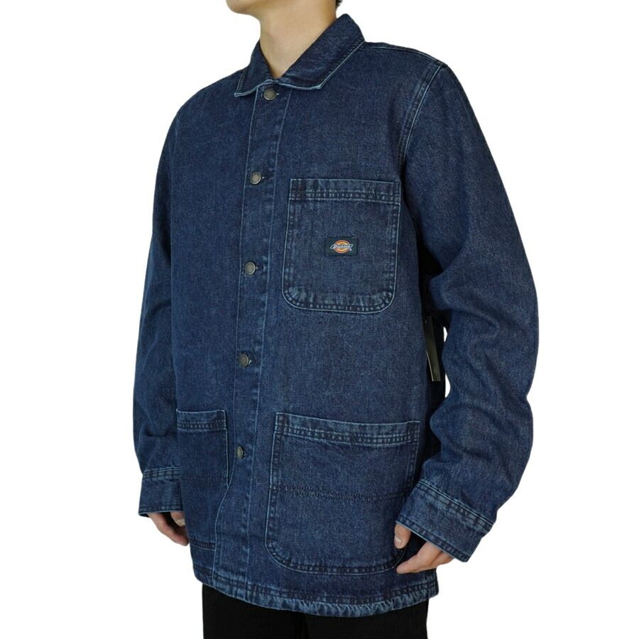 DICKIES ディッキーズメンズ ジャケットデニム チョア コート カバーオール DENIM CHORE COAT COVERALL JACKETSTONEWASHED INDIGO BLUE ストーンウォッシュ インディゴブルーインディゴ 紺 ジーンズ レ KANDAIZUMI_COM
