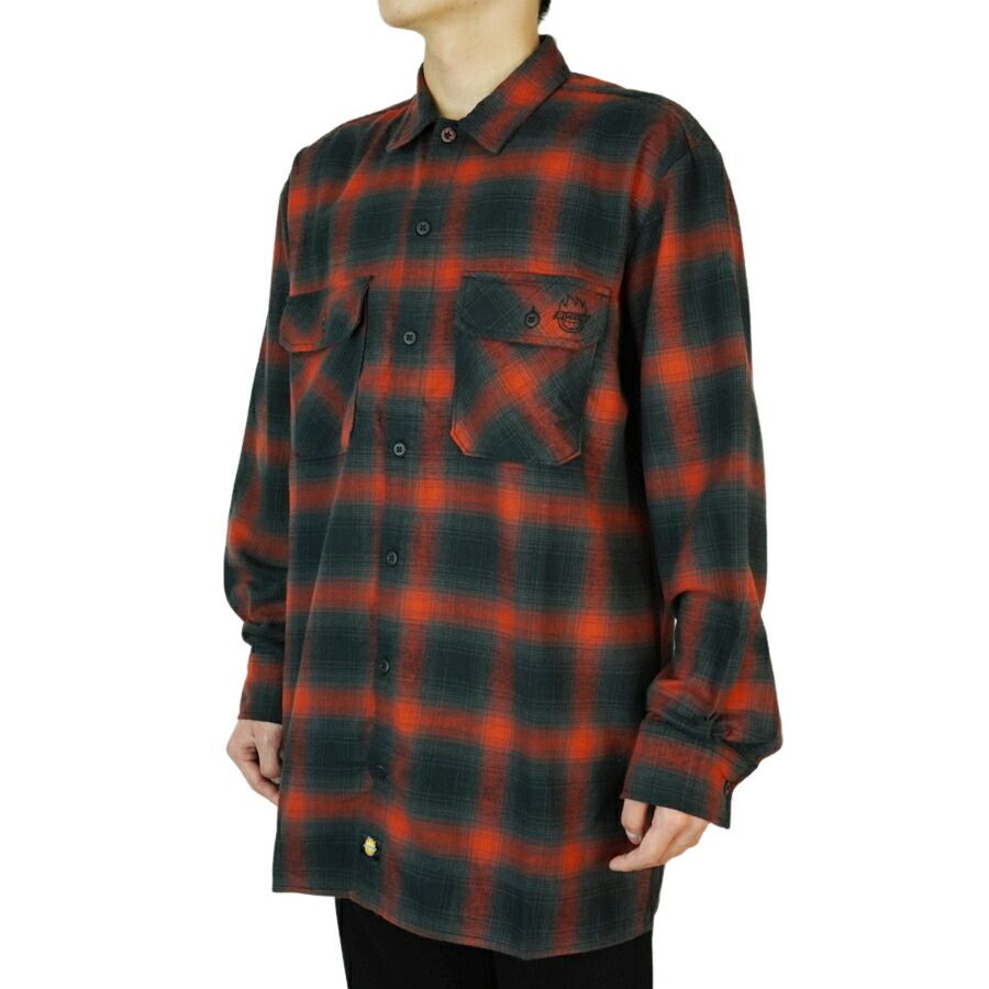 DICKIES ディッキーズメンズ 長袖シャツディッキーズ × スピットファイア ウーブン プレイド フランネル シャツDICKIES ｘ SPITFIRE WOVEN PLAID FLANNEL SHIRTレッド チャコール ブラック 黒 紺 赤スケーター