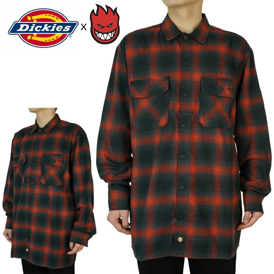 DICKIES ディッキーズメンズ 長袖シャツディッキーズ × スピットファイア ウーブン プレイド フランネル シャツDICKIES ｘ SPITFIRE WOVEN PLAID FLANNEL SHIRTレッド チャコール ブラック 黒 紺 赤スケーター
