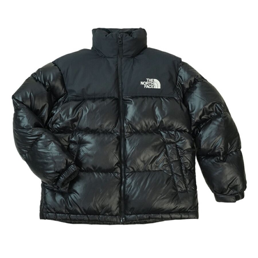 ノースフェイス THE NORTH FACEキッズ レディース ダウンジャケットKS 1996 ECO NUPTSE JACKETKS 1996 エコ ヌプシ リアルブラック黒 REAL BLACK ロゴハーフドーム アウトドア アウター キャンプ