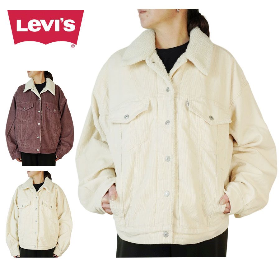 リーバイス LEVI S デニムジャケットボア 90s トラッカージャケット BOA 90S TRUCKER JACKET90年代 オーバーサイズ リラックス裏ボア ローズトープ オフホワイト コーデュロイジージャン Gジャン アウター 上着 ジェンダーレス