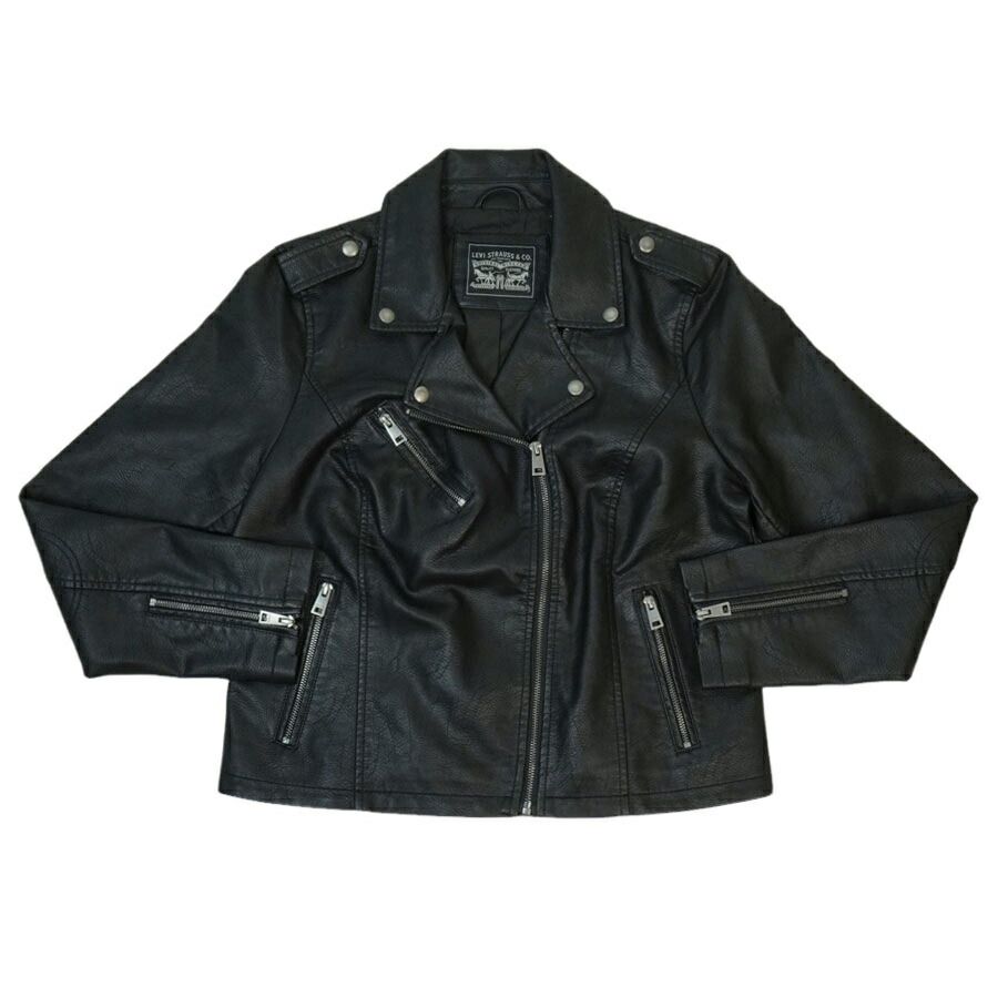 リーバイス LEVI S ジャケットFaux Leather Moto Jacket フェイクレザーライダースジャケットBLACK ブラック 黒レディース ダブル モーターサイクルジージャン Gジャン アウター 上着 ジェンダーレス ジェンダーフリー