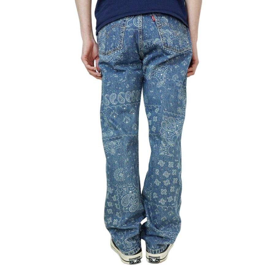 レディース メンズ デニムパンツリーバイス LEVI S501 オリジナル 501 ORIGINALBANDANA WASH BLUE バンダナ ウォッシュブルー ペイズリーブルー インディゴ 柄物 総柄ジェンダーフリー ジーンズ ジーパン クラシック 厚底 DECORATOM_COM_BR