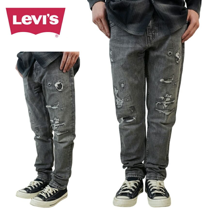 メンズ デニムパンツリーバイス LEVI S512 スリム テーパード 512 SLIM TAPER288331344 タイト 細身WASH BLACK ウォッシュブラック 黒 クラッシュ ヴィンテージ 加工ジェンダーフリー ローライズ ジーンズ ジーパン ク