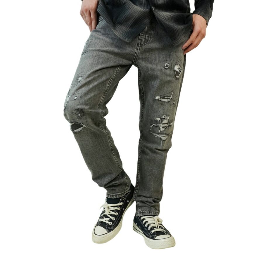 メンズ デニムパンツリーバイス LEVI S 512 スリム テーパード SLIM タイト 細身WASH BLACK ウォッシュブラック 黒 クラッシュ ヴィンテージ 加工ジェンダーフリー ローライズ ジーンズ ジーパン ク