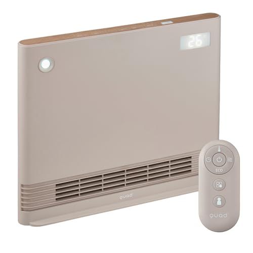 QUADS クワッズ 薄型 省エネ セラミックヒーター ワイド スポット暖房 1200W 大風量 室温設定 リモコン付き スリム 光る 人感センサー タイマー エコ 速暖 電気ヒーター 電気ストーブ 木目 WIDE ENA HEAT a541c1da
