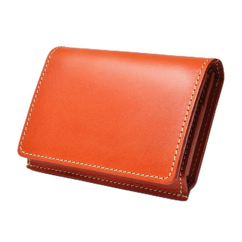 HUKURO 名刺入れ 50枚 H50 カードケース 大容量 革 メンズ オレンジ