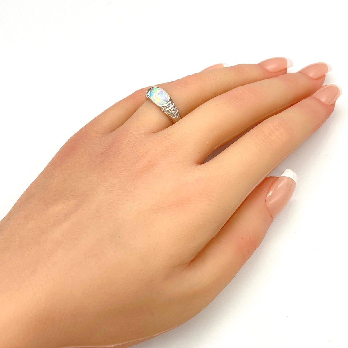 オパール デザインリング プラチナ 指輪 メレダイヤ リング 13号 Pt900 オパール ダイヤモンド レディース FORTGASGNV_COM_BR