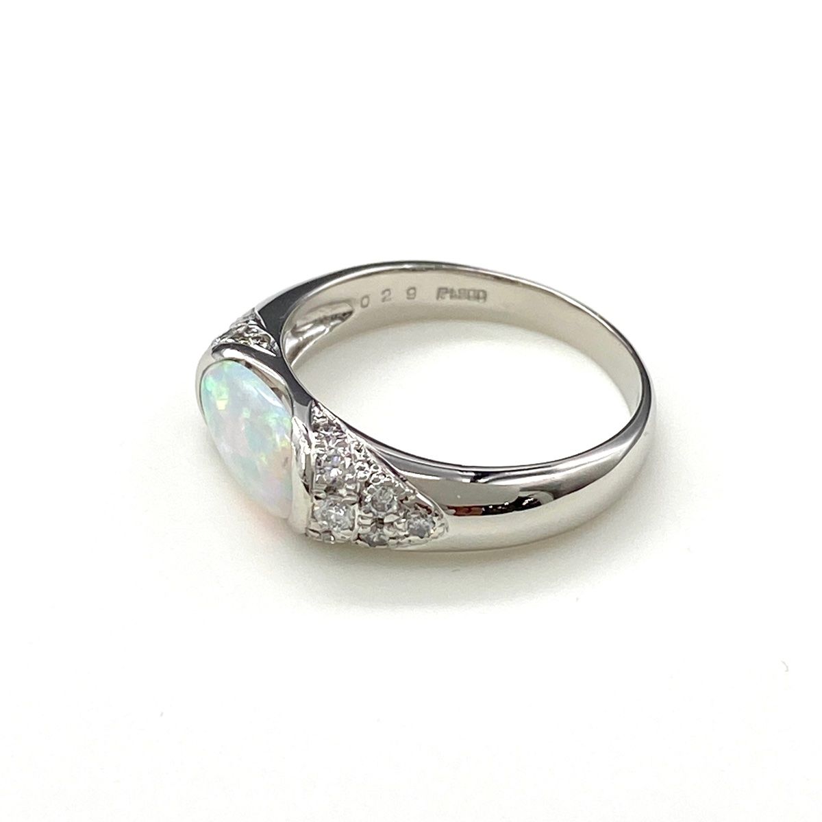 オパール デザインリング プラチナ 指輪 メレダイヤ リング 13号 Pt900 オパール ダイヤモンド レディース