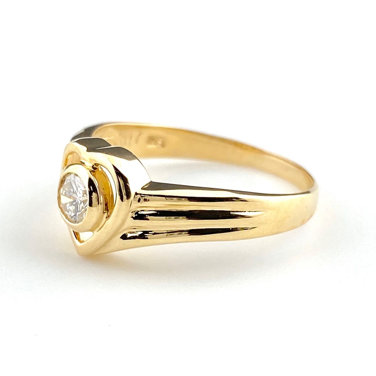 ハートモチーフ デザインリング YG イエローゴールド 指輪 メレダイヤ リング 10号 K18 ダイヤモンド レディース