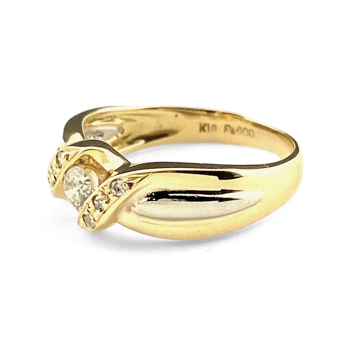 メレダイヤ デザインリング プラチナ YG イエローゴールド 指輪 リング 8号 Pt900 K18 ダイヤモンド レディース