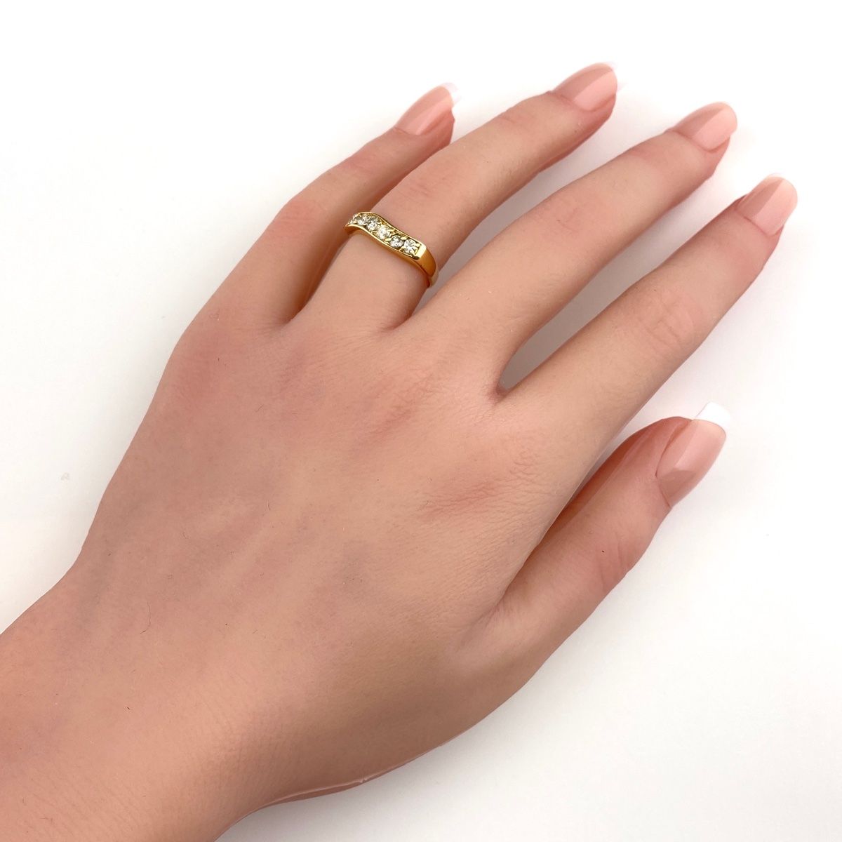 D0.30ct！キラキラ可愛い♡K18WG天然ダイヤモンドデザインリング 11号 