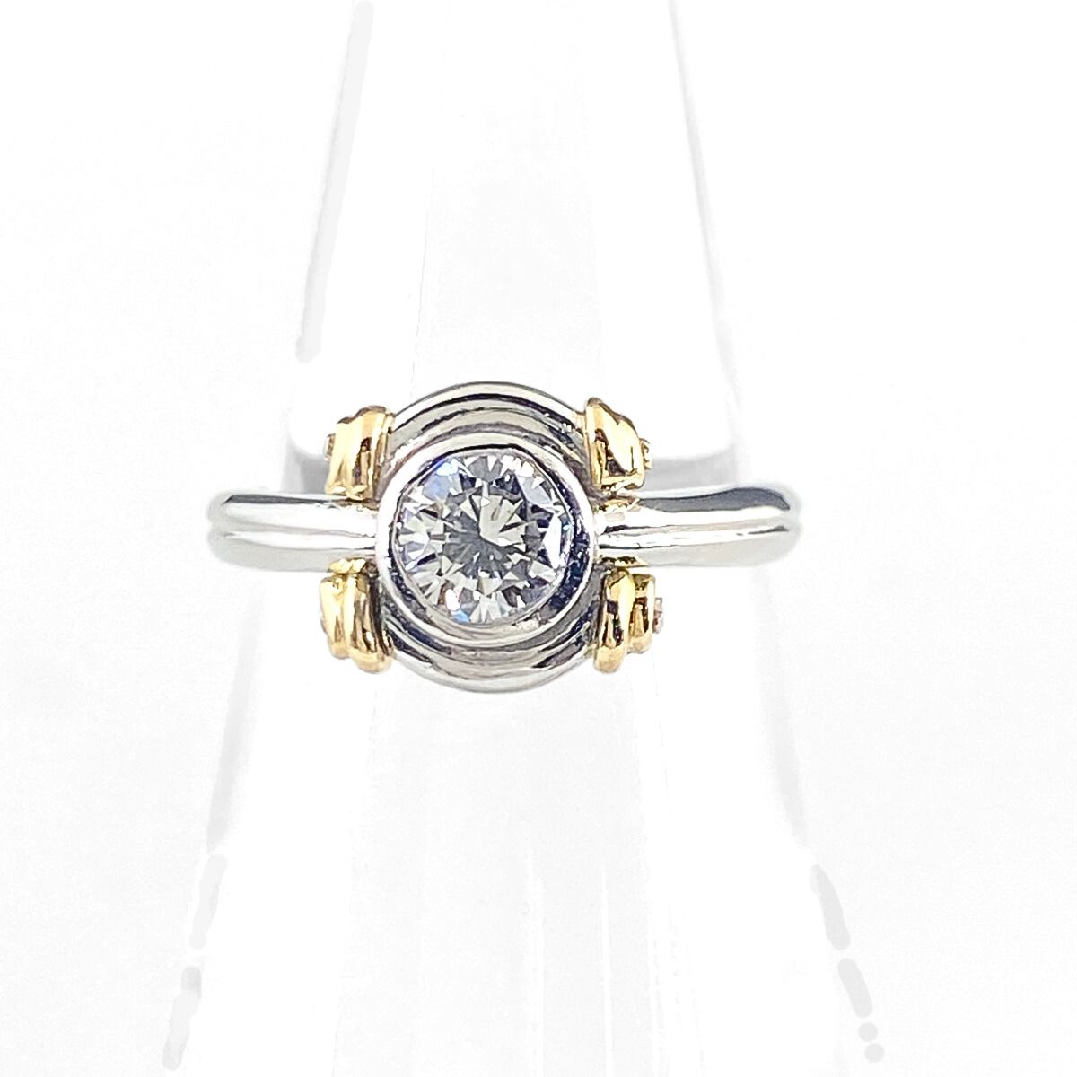 ダイヤモンド デザインリング プラチナ 指輪 リング 4.5号 Pt900 K18 ダイヤモンド レディース