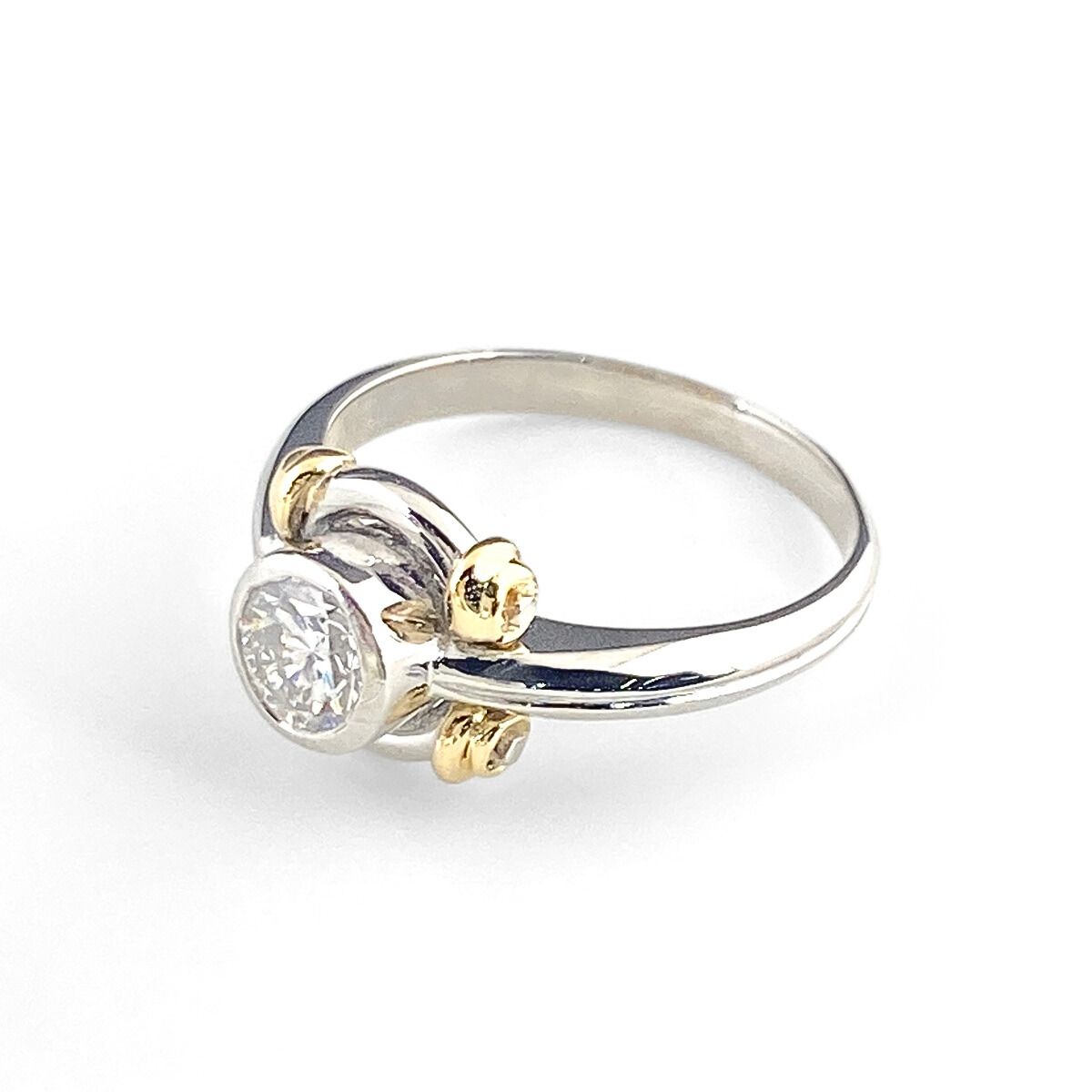 ダイヤモンド デザインリング プラチナ 指輪 リング 4.5号 Pt900 K18 ダイヤモンド レディース