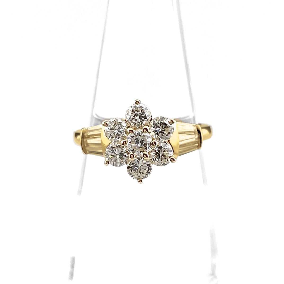 メレダイヤ デザインリング YG イエローゴールド 指輪 リング 7号 K18 ダイヤモンド レディース