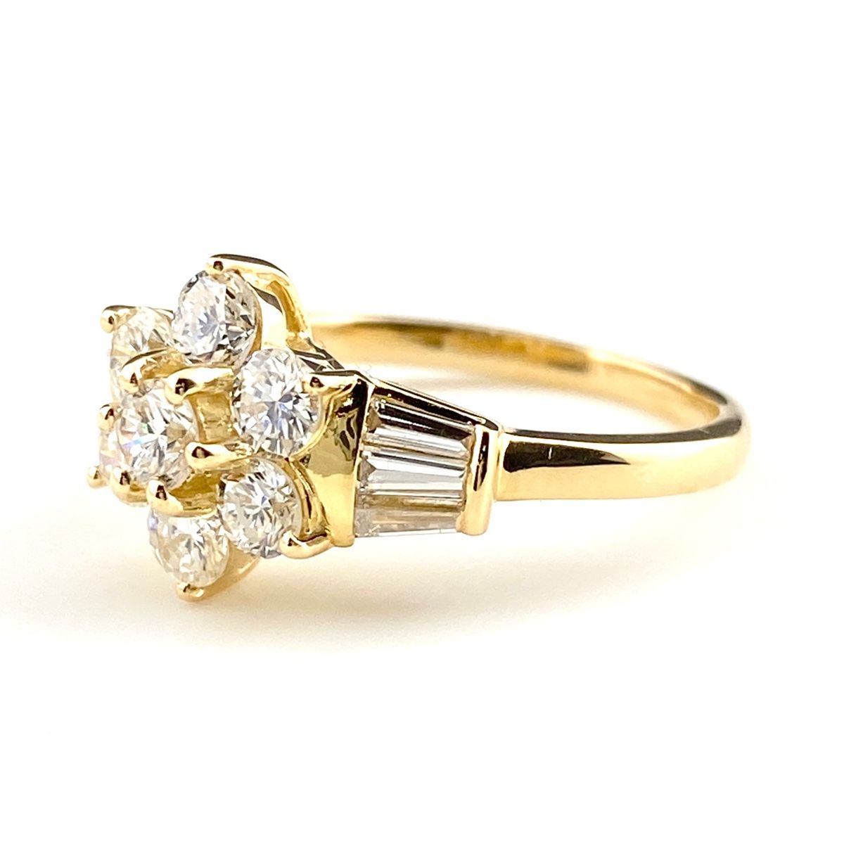 メレダイヤ デザインリング YG イエローゴールド 指輪 リング 7号 K18 ダイヤモンド レディース