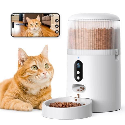 Surfola 自動給餌器 猫 カメラ付き 中小型犬用 ペット 給餌器 タイマー機能 音声録音 4L容量 2WAY給電 自動餌やり機 スマホ連携 管理 双方向会話 iOS Android対応 操作簡単 お手入れ簡単 1日8食 日本語説 c84e76c2