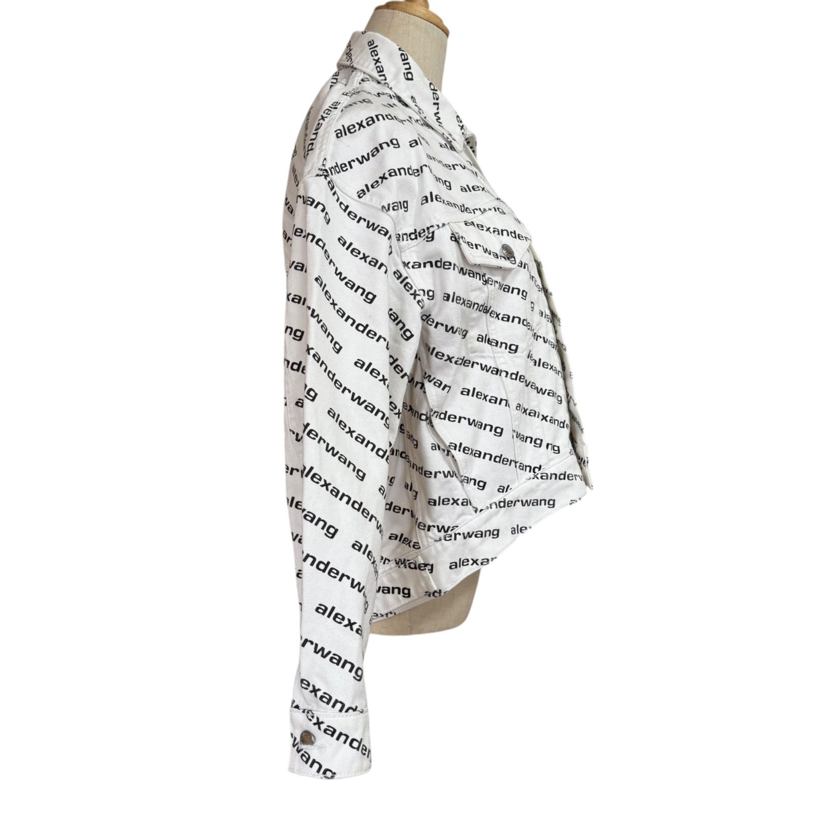 AlexanderWang アレキサンダーワン ロゴ プリント Gジャン デニムジャケット ジャケット アウター ホワイト 秋 冬 春 女性 レディース XSサイズ Mサイズ相当 コットン 綿 GULLKHAN_COM