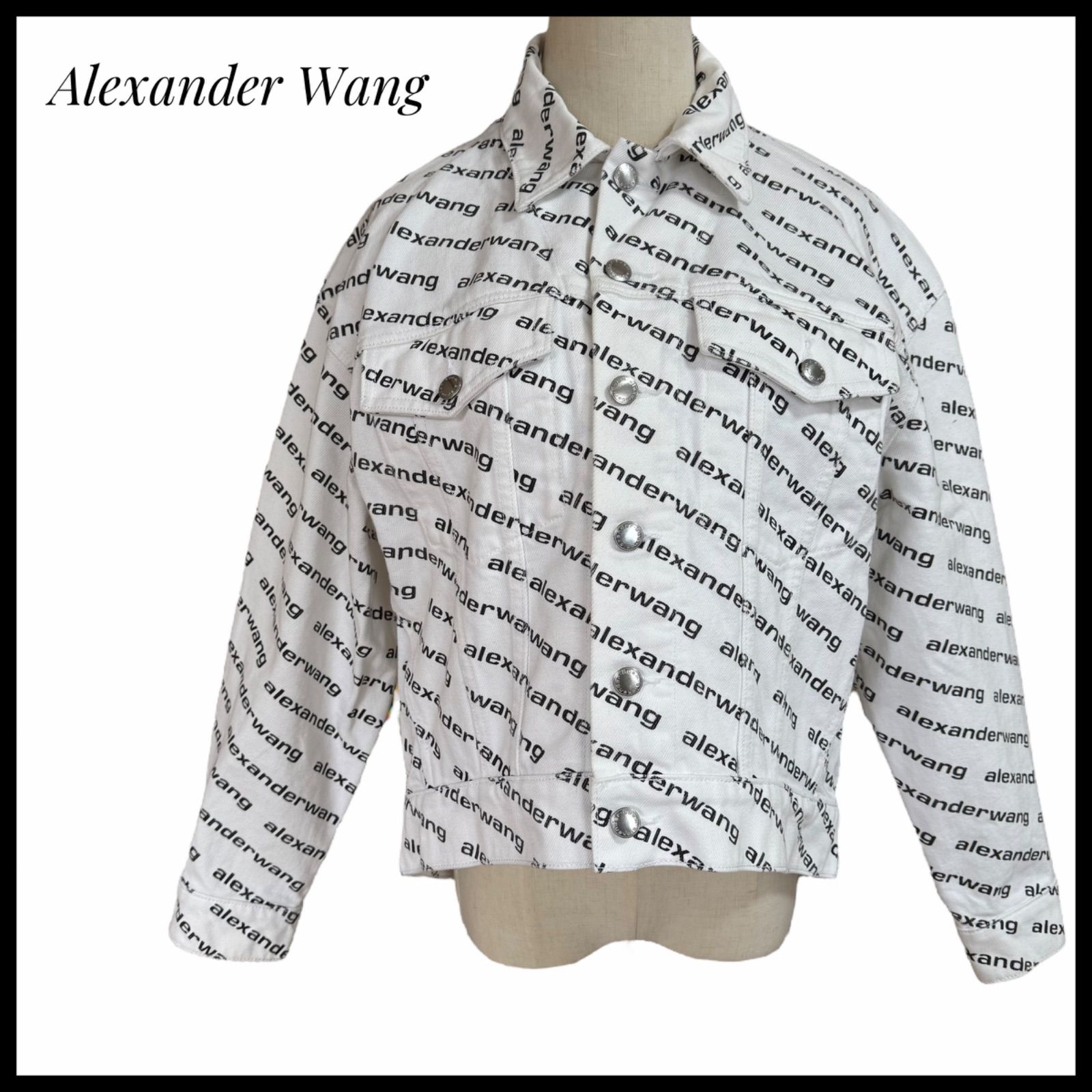 AlexanderWang アレキサンダーワン ロゴ プリント Gジャン デニムジャケット ジャケット アウター ホワイト 秋 冬 春 女性 レディース XSサイズ Mサイズ相当 コットン 綿