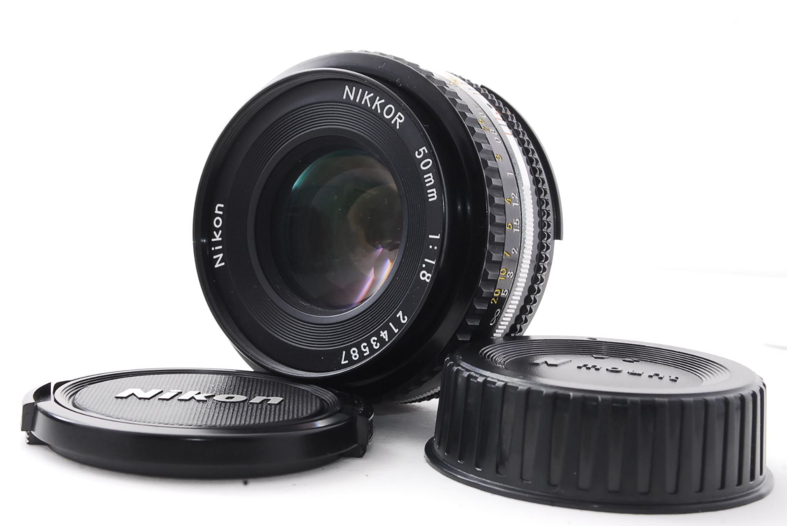 ニコン Nikon Ai-S 50mm F1.8 パンケーキ 光学クリア 前後キャップ 20287