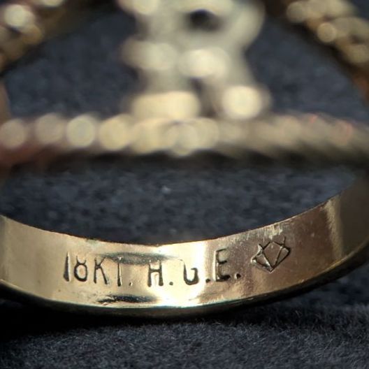 R」イニシャルリング ヴィンテージ 18金HGE ツイストロープリング 10号 