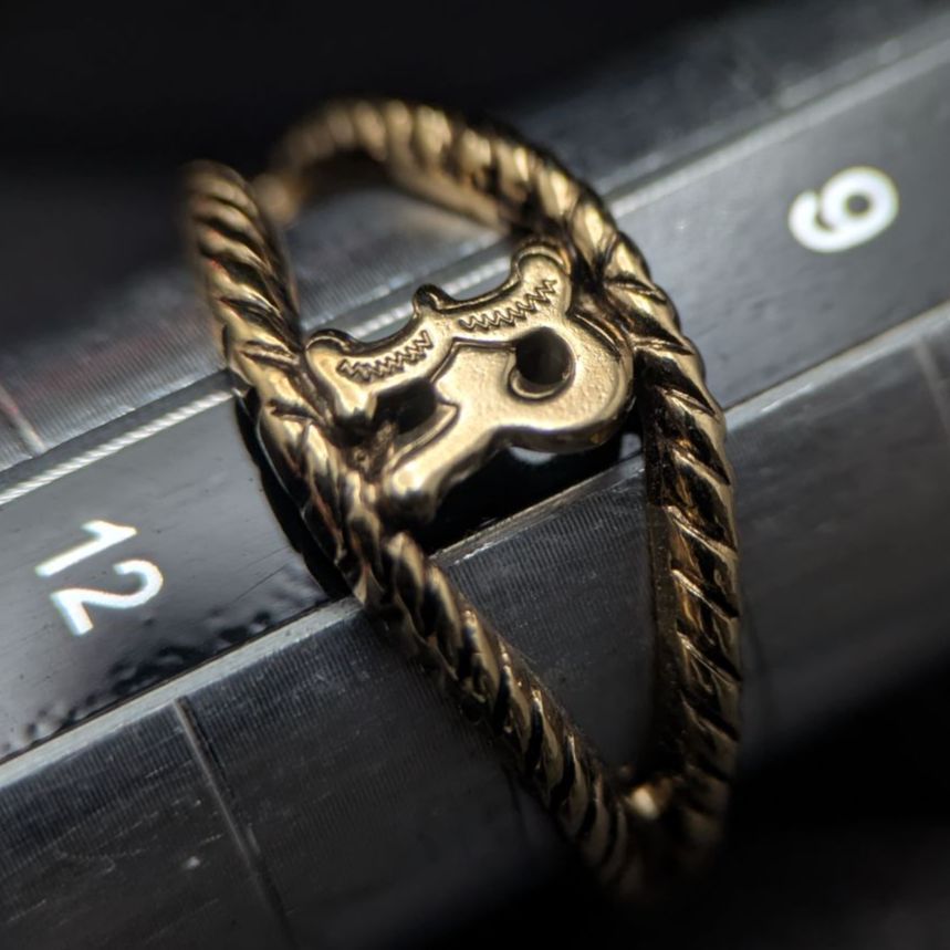 R」イニシャルリング ヴィンテージ 18金HGE ツイストロープリング 10号 