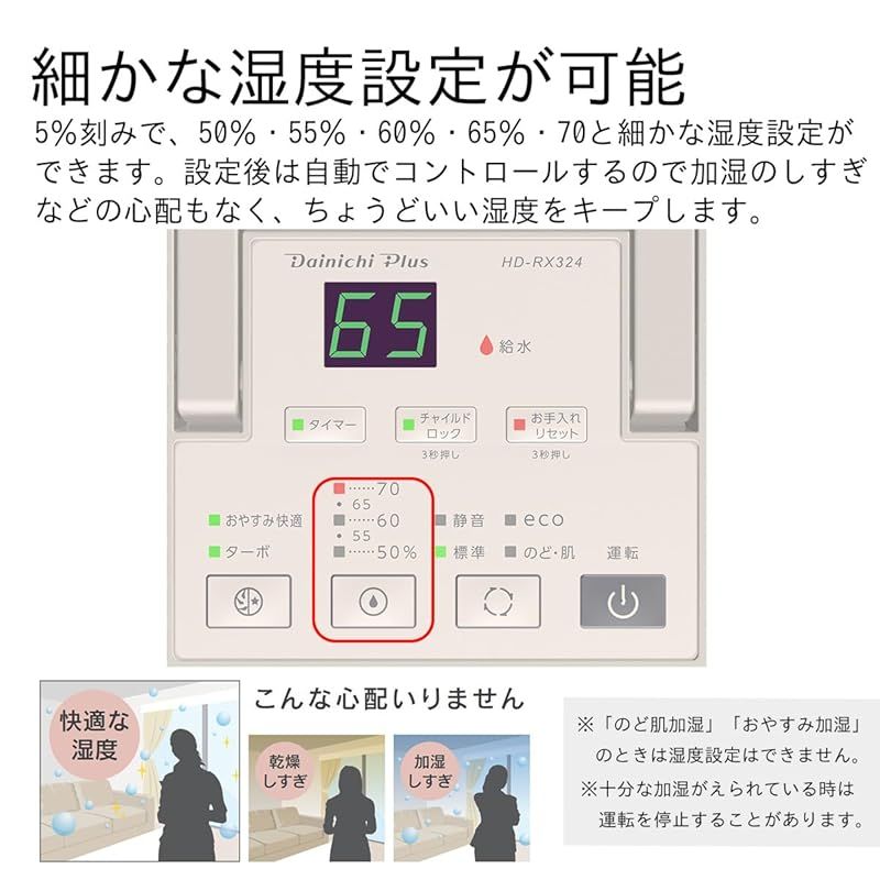  ダイニチ Dainichi 加湿器 ハイブリッド式 木造和室5畳まで プレハブ洋室8畳まで RXタイプ ショコラブラウン HD-RX 324-T キッチン 住宅設備