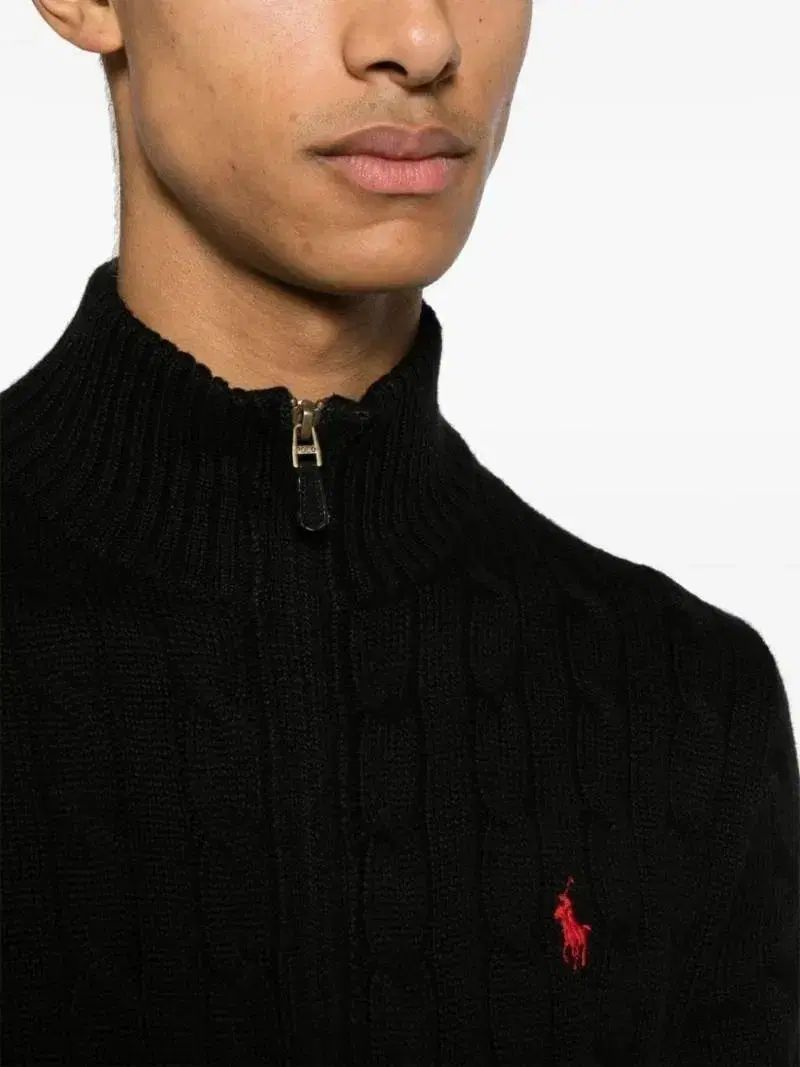 ポロラルフローレン ネイビー ケーブル ショップ ニット ジップアップ