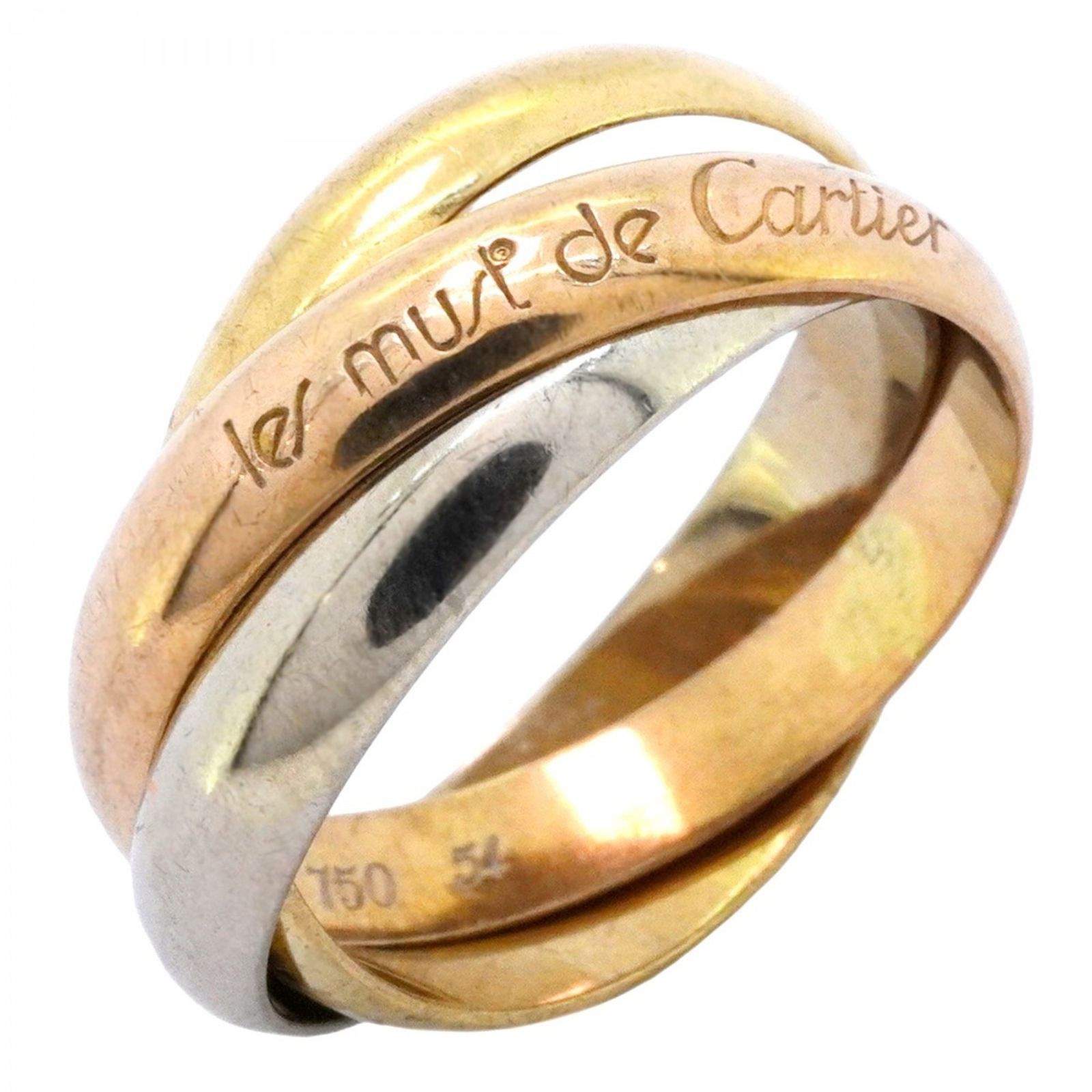 カルティエ Cartier カルティエ リング トリニティ K18YG イエローゴールド K18WG ホワイトゴールド K18PG ピンクゴールド #54レディース