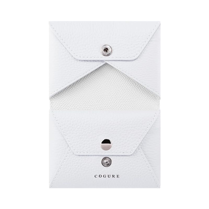 COGURE コグレ カードケース 名刺入れ 小銭入れ 本革 シュリンクカーフレザー 二つ折り 男女兼用 ギフトボックス付き COPEC3 ホワイト