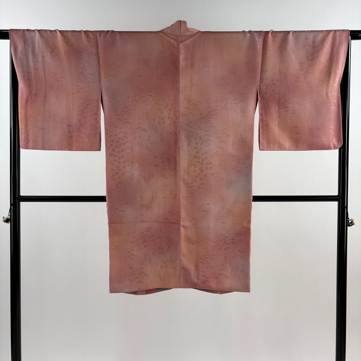 道中着 身丈102cm 裄丈66.5cm M 和装コート 松 地紋 ぼかし ピンク 正絹