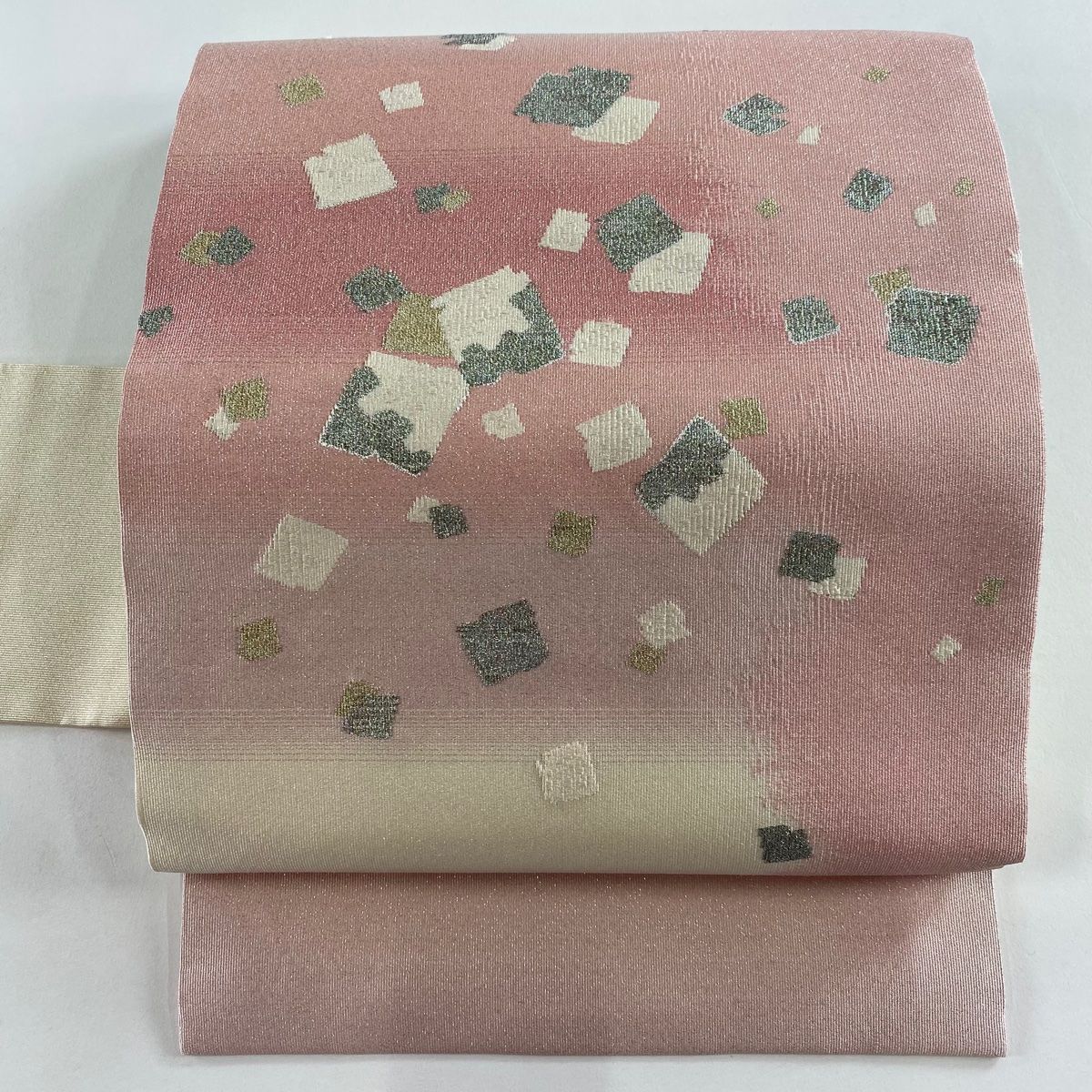 名古屋帯 秀品 箔散らし 箔 クリーム 正絹