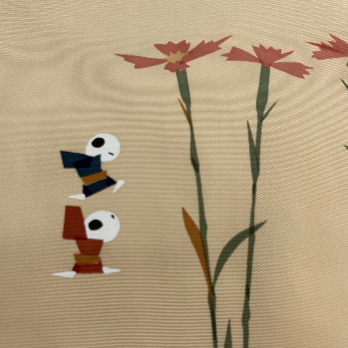 名古屋帯 秀品 草花 童 ベージュ 正絹