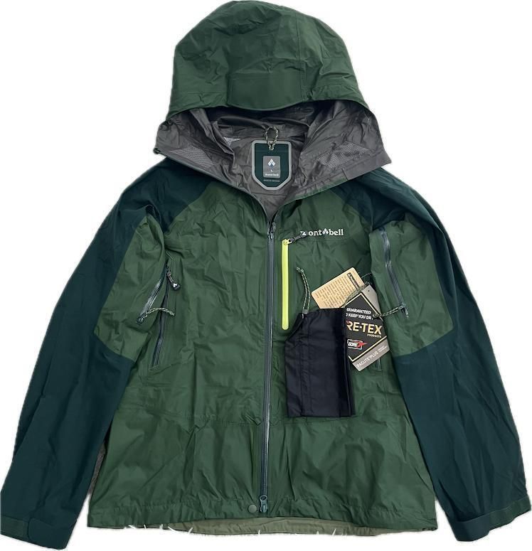 現行 mont-bell モンベル ゴアテックス ダイナアクションパーカ L グリーン 登山 トレッキング 通勤通学 スノボウェア