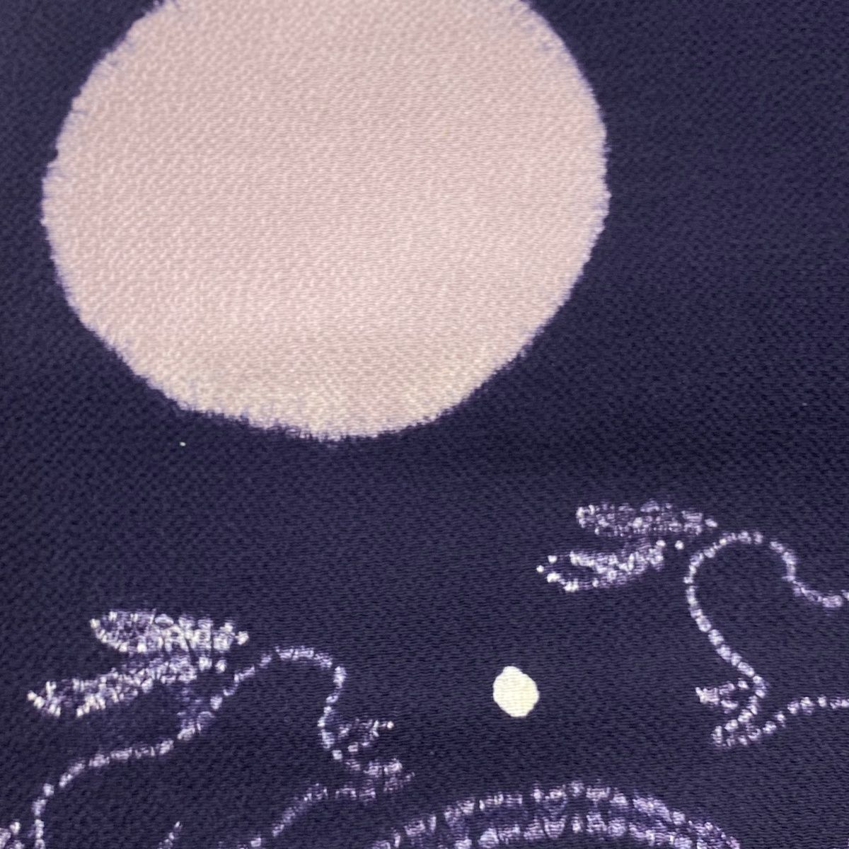 名古屋帯 うさぎ 月 絞り 縮緬 濃紫 正絹