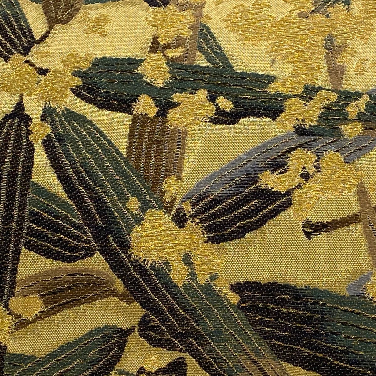 袋帯 花井幸子 落款 笹 枝花 金糸 金色 六通 正絹