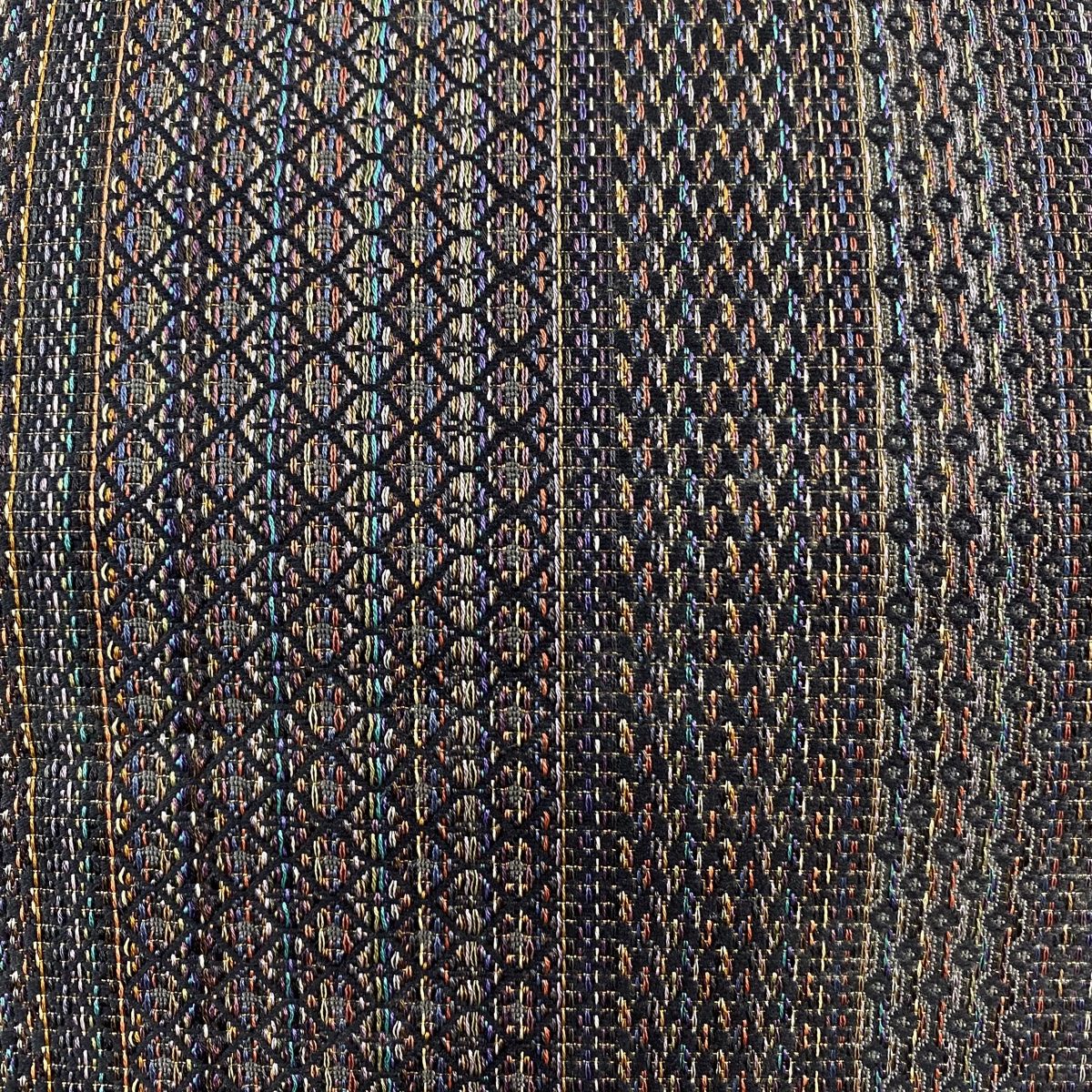 名古屋帯 証紙 松葉仕立て 八寸名古屋帯 縞 幾何学 金糸 茶紫 正絹