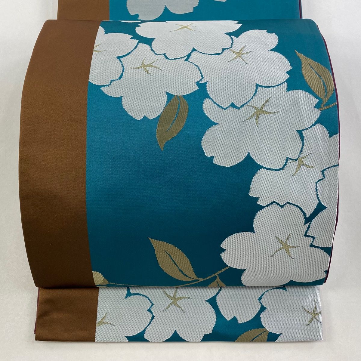 袋帯 辻村ジュサブロー 落款 桜 青緑 六通 正絹