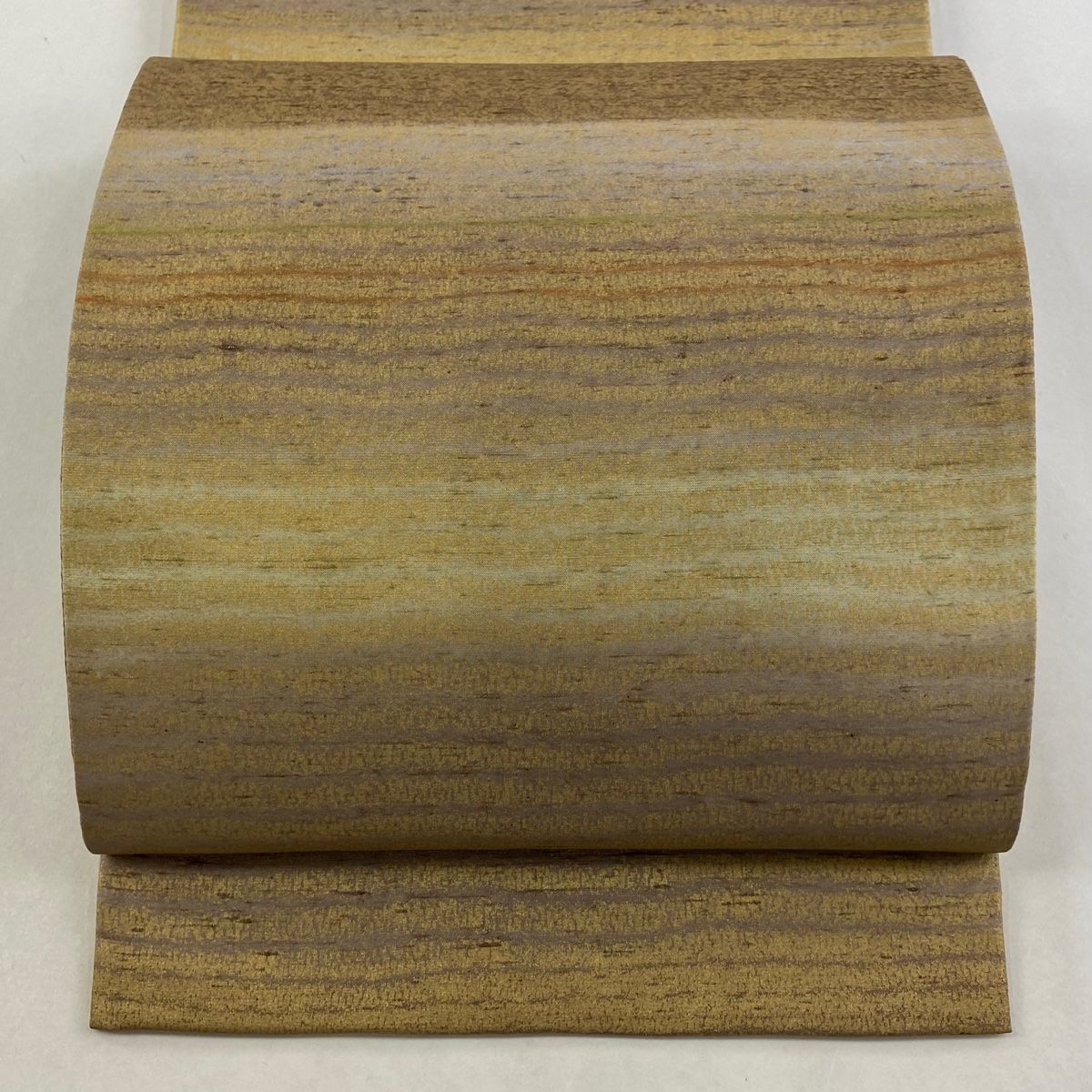 袋帯 落款 縞 霞 金彩 ベージュ 全通 正絹