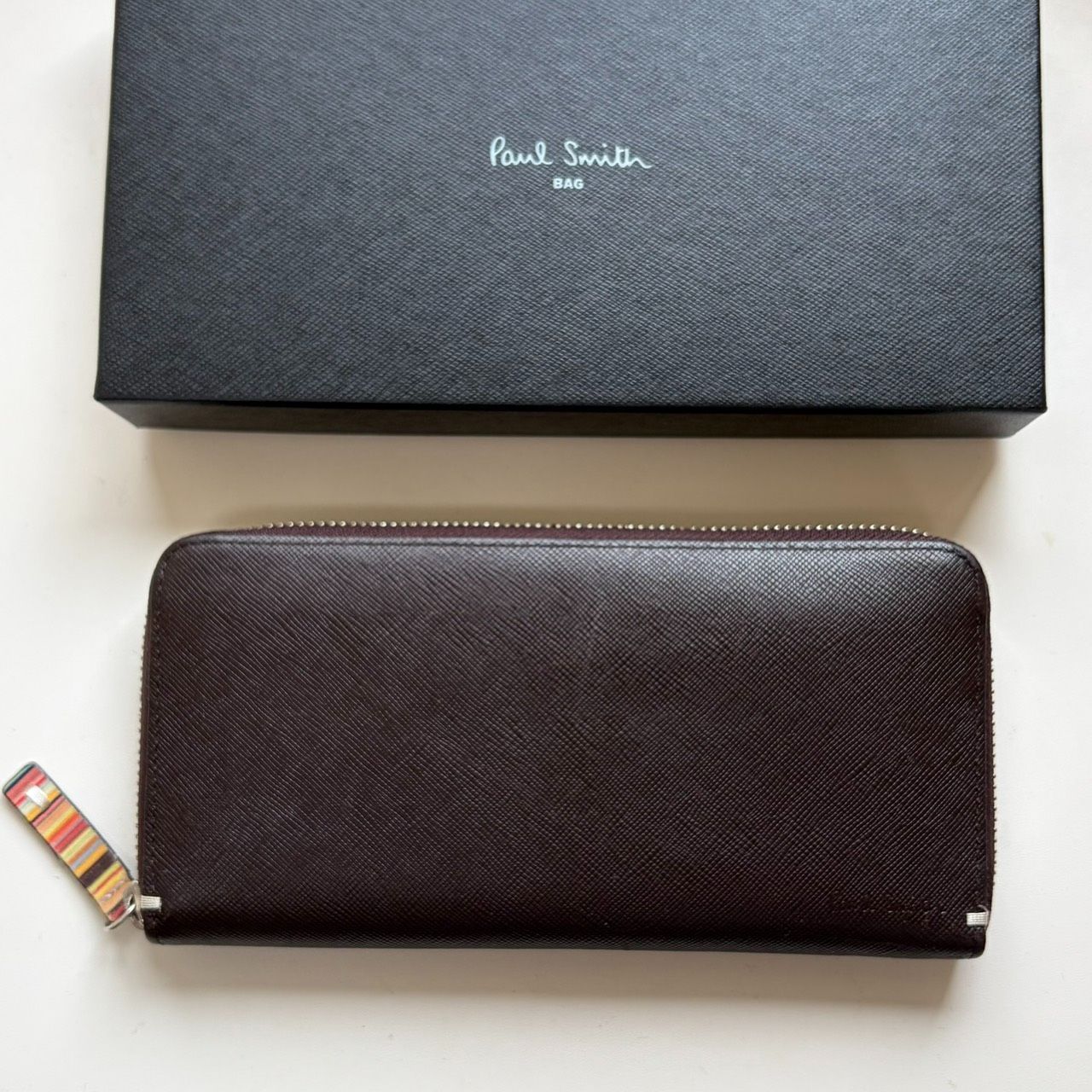 ポールスミス Paul Smith 長財布 ジップストローグレイン1 ダークブラウン
