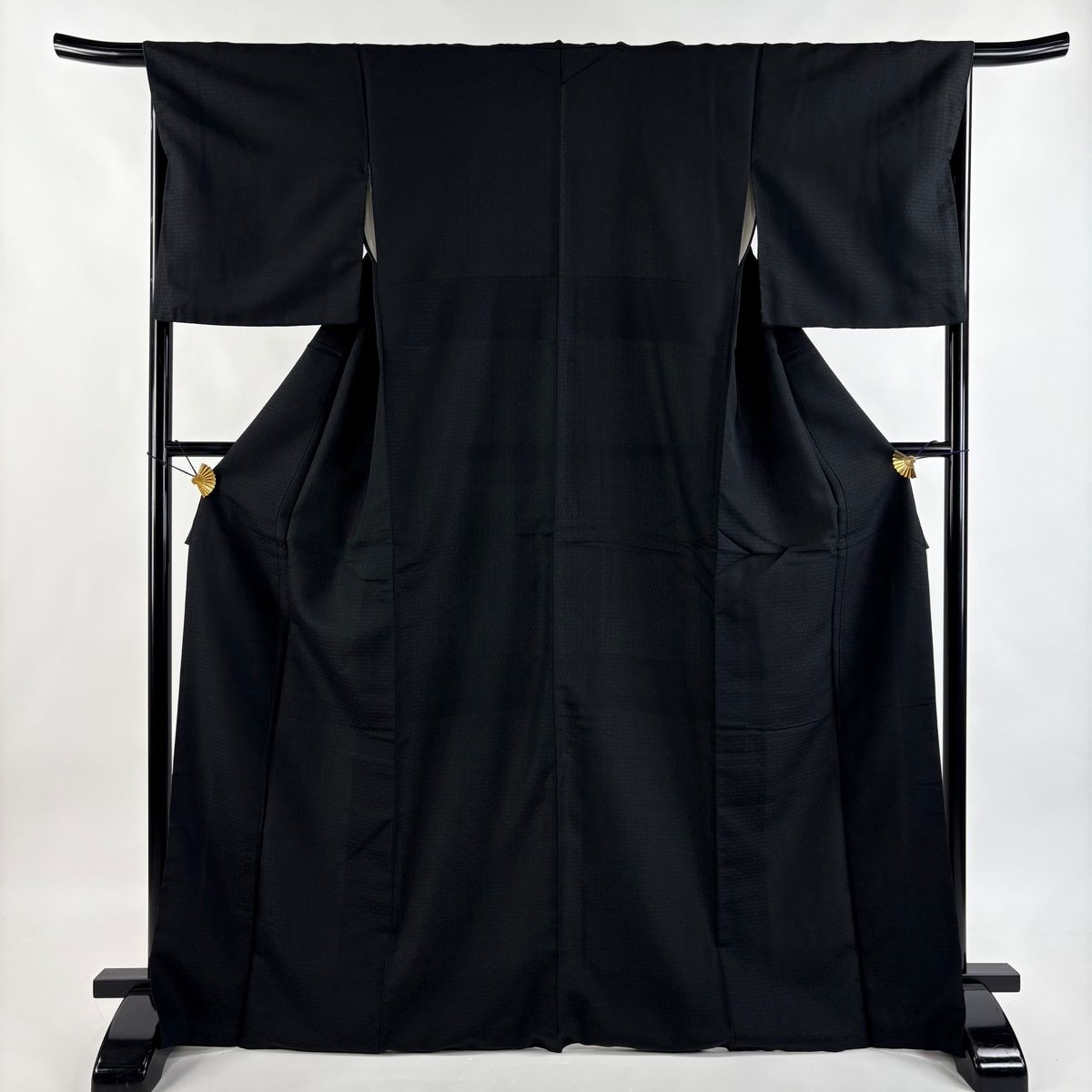 小紋 身丈169cm 裄丈66cm M 袷 菱 花 黒 正絹 秀品