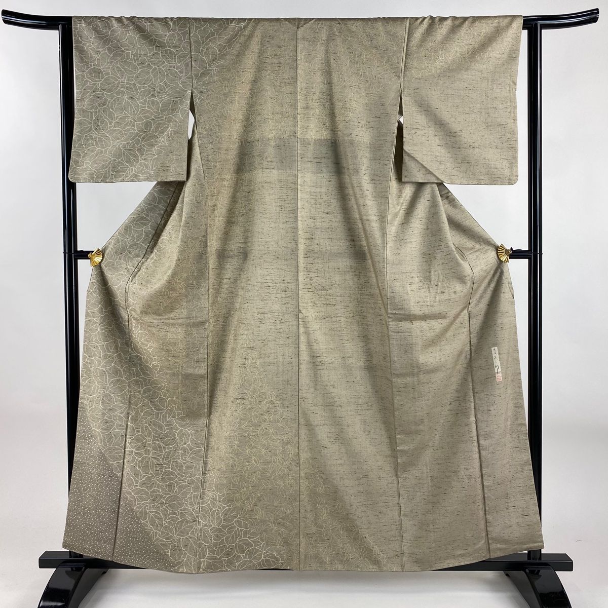 訪問着 身丈160cm 裄丈62cm S 袷 川村久太郎 紬地 落款 葉 灰茶 正絹