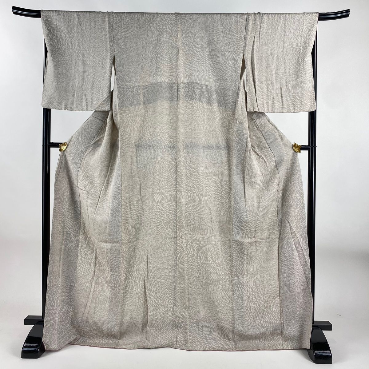 小紋 身丈170cm 裄丈68cm L 袷 ますいわ屋 幾何学模様 灰茶 正絹