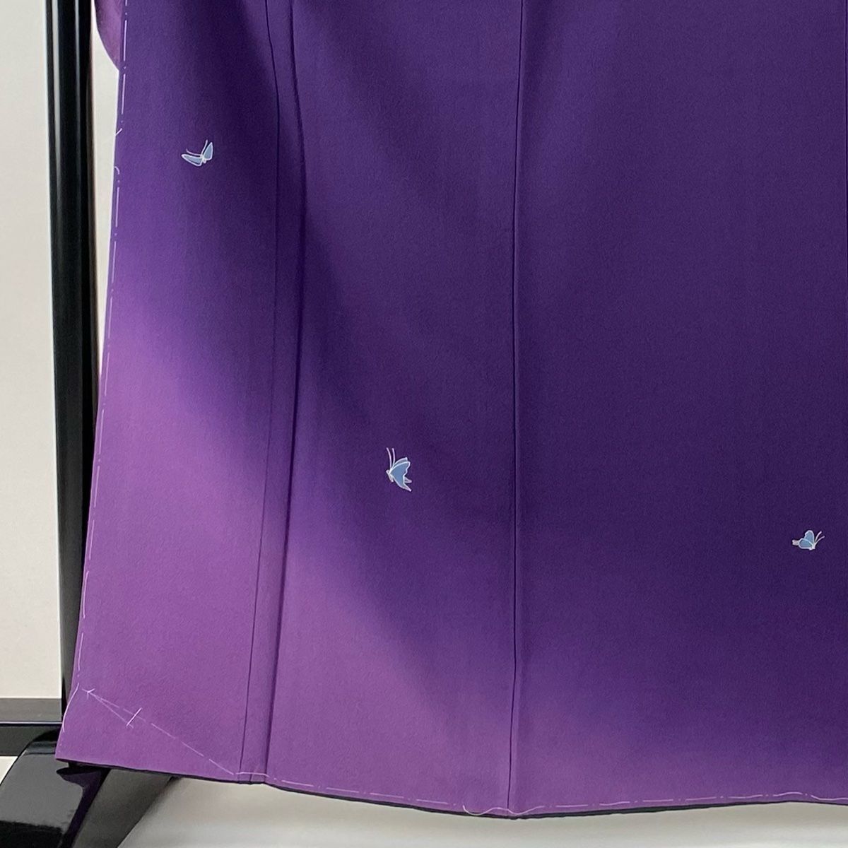 振袖 身丈162cm 裄丈63.5cm S 袷 辻村ジュサブロー 落款 蝶 銀彩 ぼかし 紫 正絹