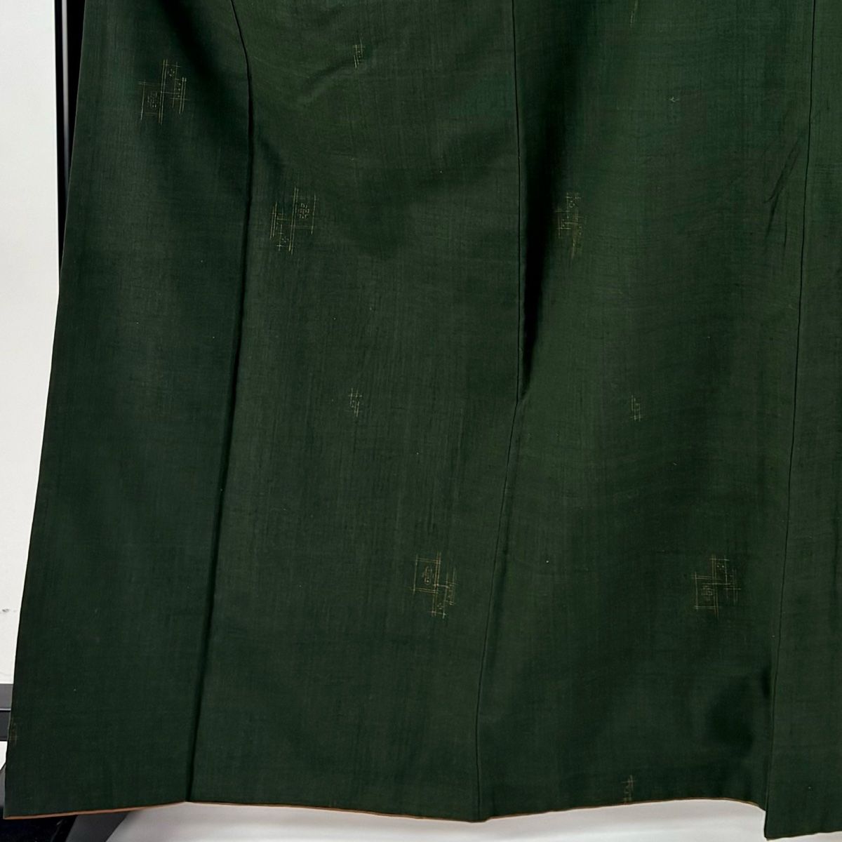 結城紬 身丈167cm 裄丈69cm L 袷 本場結城紬地 奥順 証紙 亀甲絣 井桁絣 緑 正絹