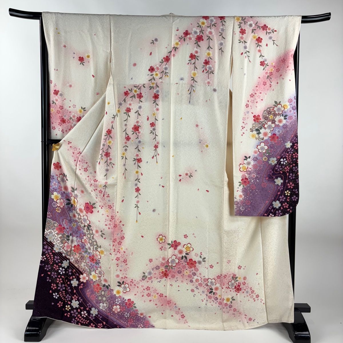 振袖 身丈168.5cm 裄丈66.5cm M 袷 桜 金彩 金通し クリーム 正絹