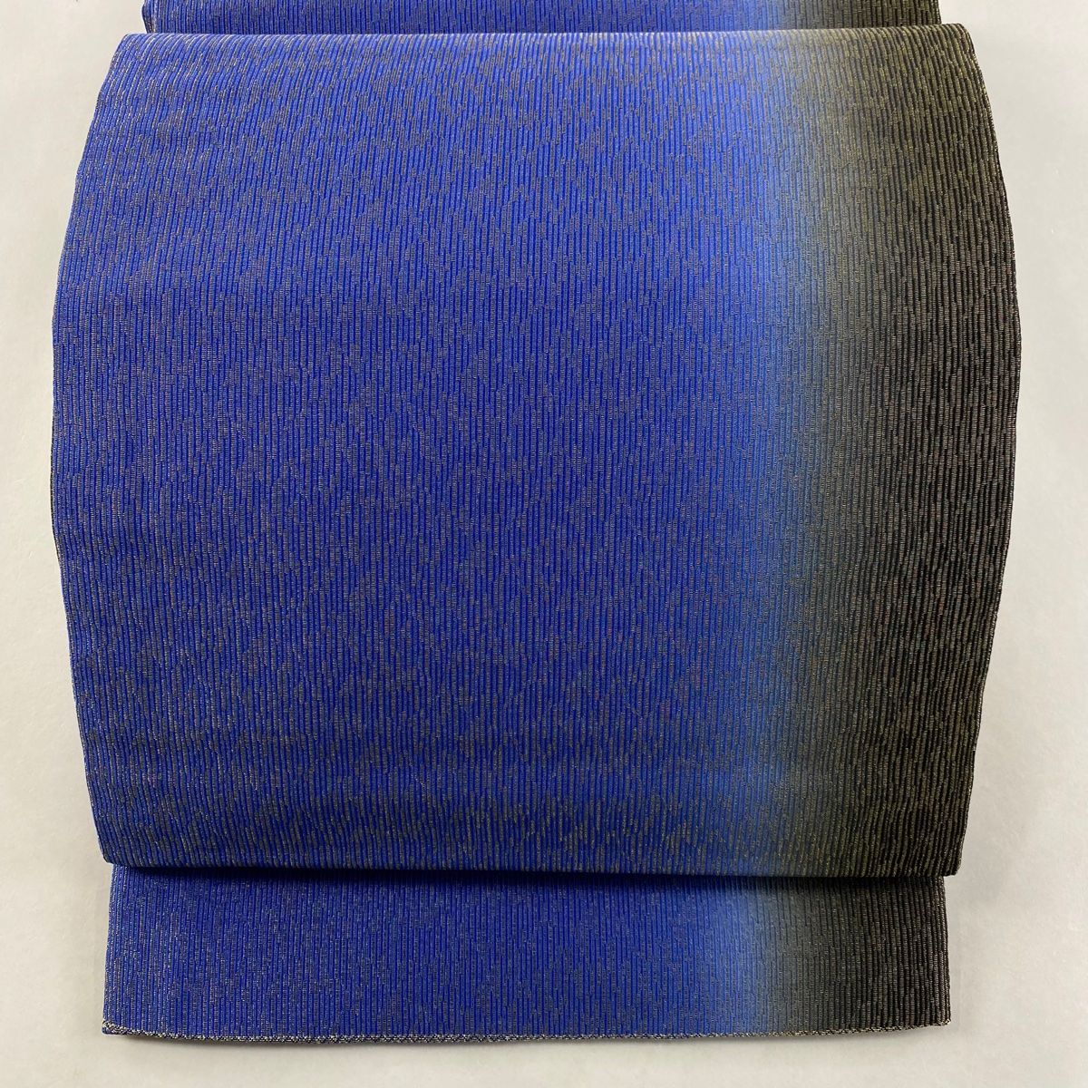 袋帯 縞 幾何学模様 箔 ぼかし 青紫 全通 正絹