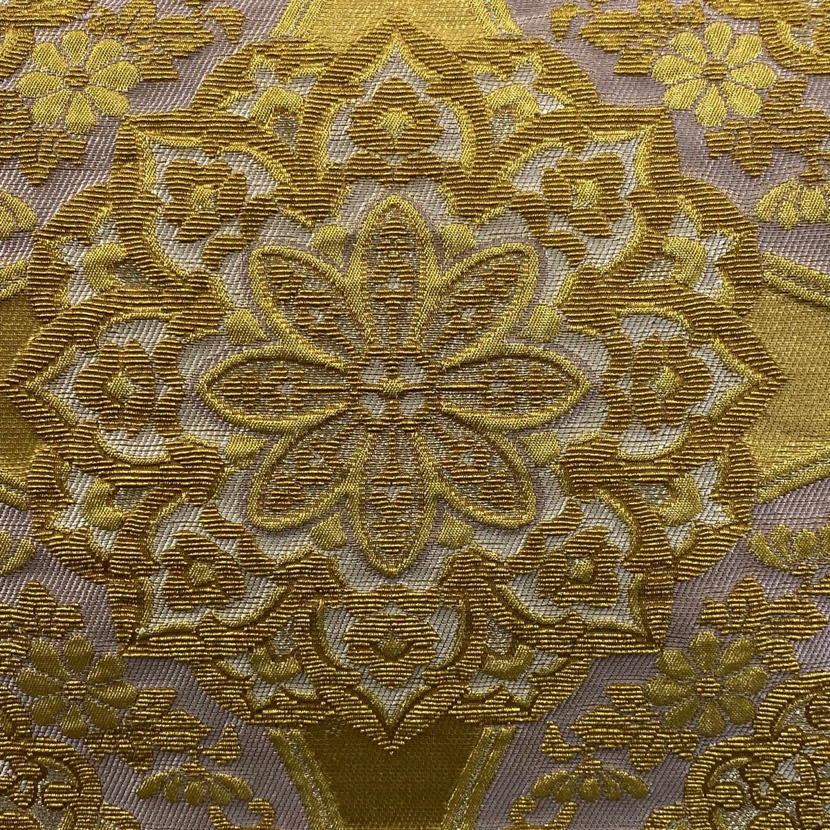 袋帯 華文 花唐草 金銀糸 灰紫 六通 正絹